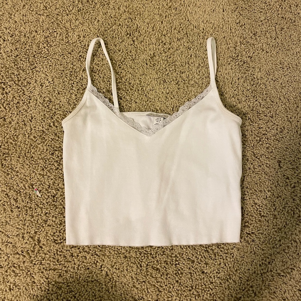 TopShop White Crop Top with Lace